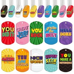 60 Set Inspirational Dog Tags Bulk Student Incentive Necklaces Acrylic Motiva…