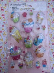 NOS Vtg Stickety-Doo-Da Cupcakes Ice Cream Puffy Sprinkles Stickers 2 sheets 34