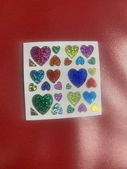 Vintage Prism Colorful Hearts Vending Sticker Sheet 3×3 Inches Per