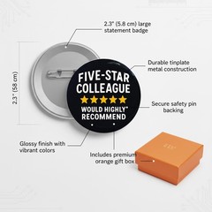 Micchoin Five-Star Colleague Badge Pin: Premium Orange Gift Box 2.3″ 1 Pack L…