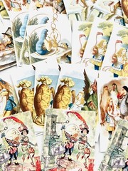 Alice in Wonderland Vintage Printed Cards 50+ Alice Cards Each 1.5×3.5” #AW52