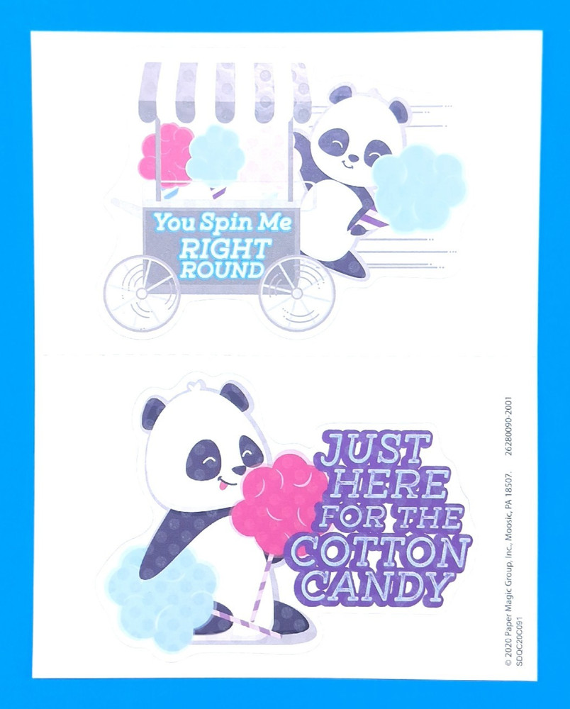Cotton Candy Pandas Scented Scratch & Sniff Eureka Sticker Sheet Retired Style 1