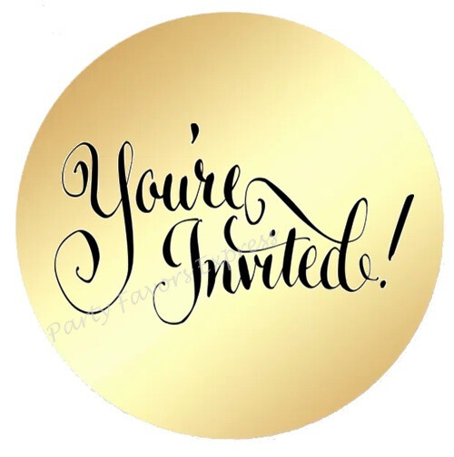 YOU’RE INVITED WEDDING GOLD FOIL ENVELOPE SEALS LABELS STICKERS PARTY FAVORS
