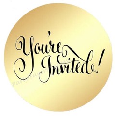 YOU’RE INVITED WEDDING GOLD FOIL ENVELOPE SEALS LABELS STICKERS PARTY FAVORS