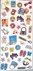 MAMBI Retro Girl Retro Clear Stickers 2003 Vintage Scrapbooking Laptop Pizza CDs