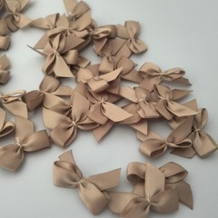 50pcs 1.2-Inch Mini Bows for Crafts Satin Ribbon Bows in Khaki Color Gift Appliq