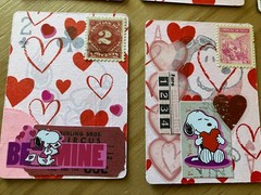 Peanuts Snoopy Valentine Handcrafted Altered Playing Cards Junk Scrapbooking