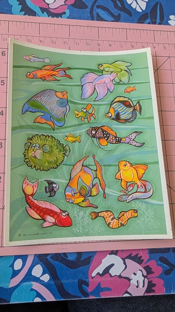 Vintage Hallmark Stickers Fish Tropical Fish Sea Life 1 Sheet