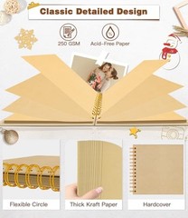 DIY Scrapbook Album 7×7 Kraft Hardcover 40 Pages Photo Memory Book Metallic Pen