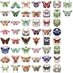 50PCS Colorful Moth With Sharp Edges Stickers Kawaii Cartoon Good Harvest Photoc