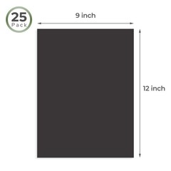 25 PCS 9×12 Inch Black Uncut Picture Mat Board Backing For Frame Photo Craft