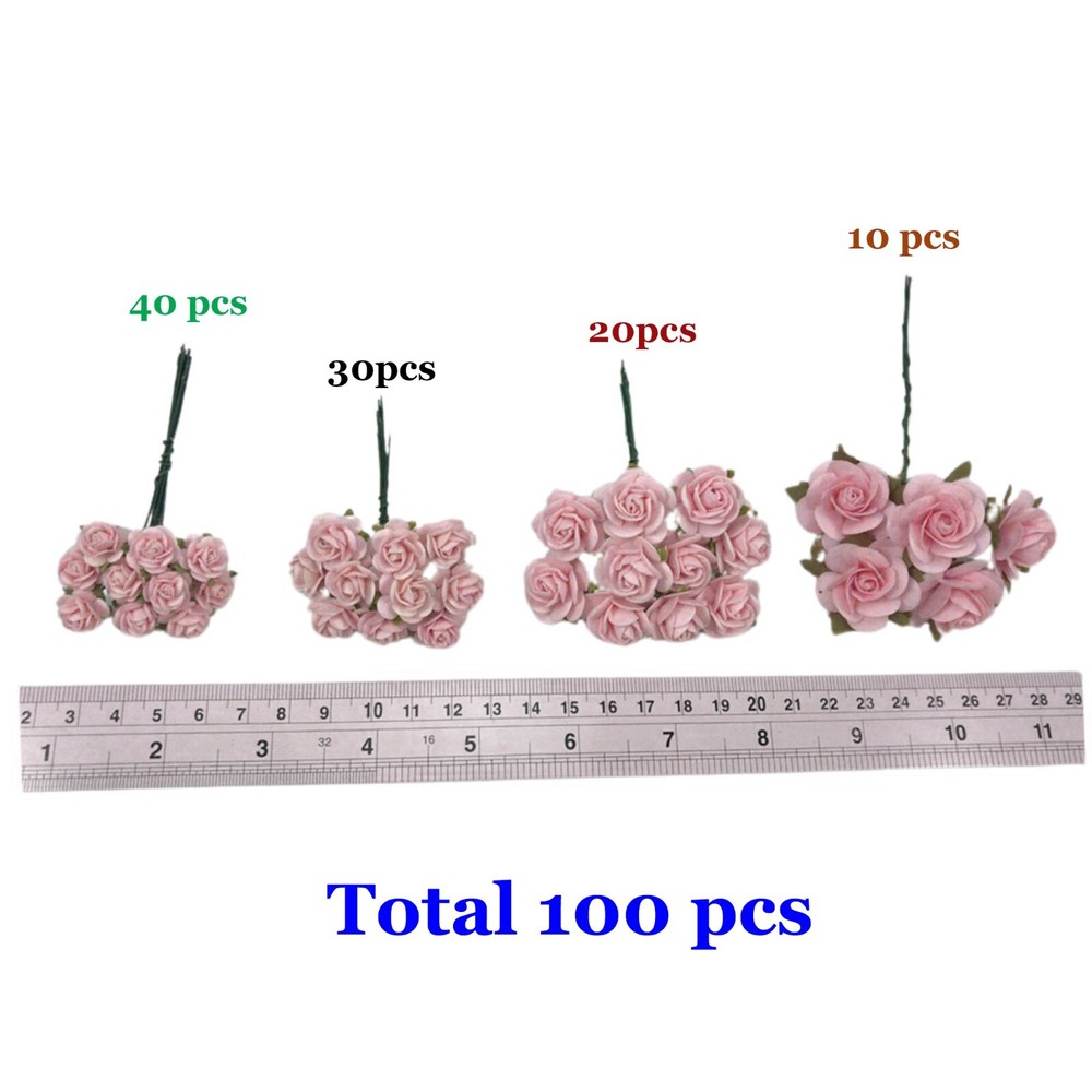 100 Mixed 4 Sizes Open Paper Flower Wedding Craft Scrapbook (TH-2SP2/3/6/8)