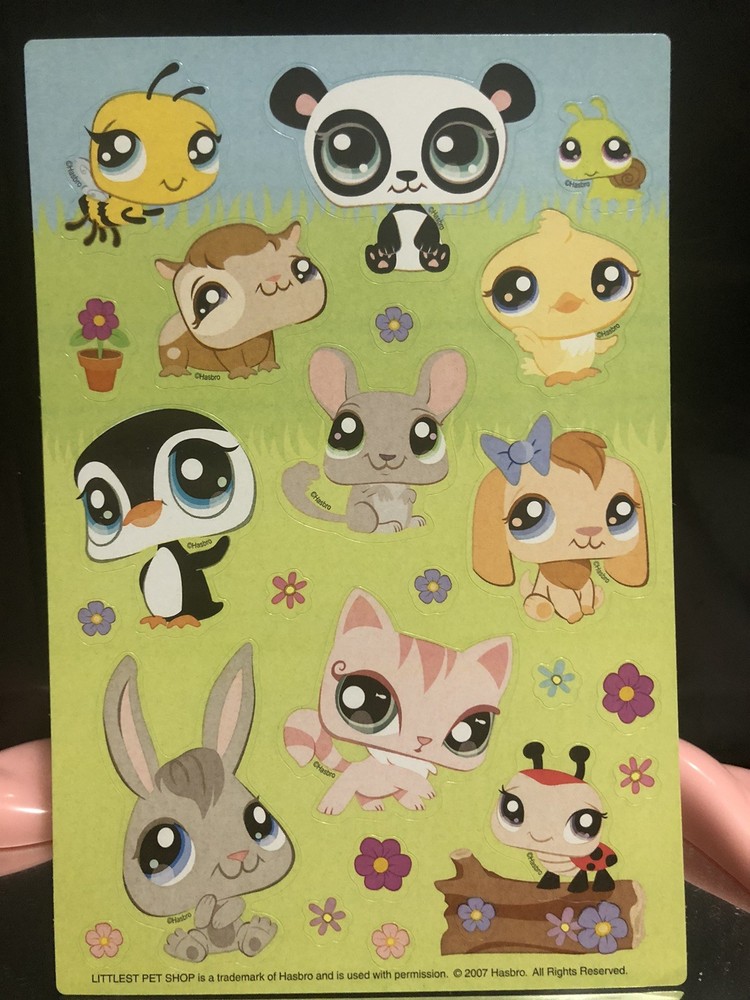 Littlest Pet shop Spring Themed Animals Sticker Sheet Scrapbooking Kids 2007