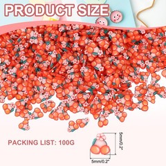 Polymer Clay Slices, 100g Cherry Slice Fruit Art Slices, Orange Green White