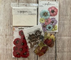 Paper Crafting Card Making Supplies Flowers, Leaves and pkg Cards/Envelopes