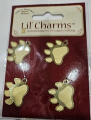 American Traditional Designs Lil’ Charms Embellishment-Dog print paws gold ×4