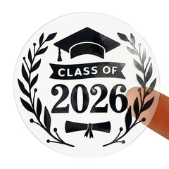 Class of 2026 Clear Graduation Envelope Seals, round Transparent Stickers with B