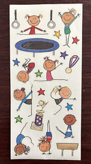 Gymnastics Stickers: Large Sheet•Me & My Big Ideas• Vintage•Scrapbooking (23pcs)