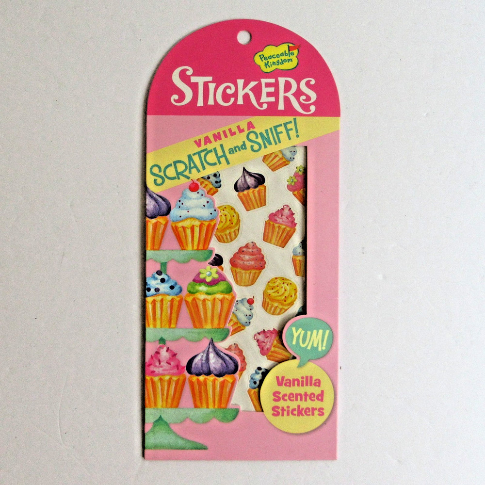Scratch & Sniff Cupcake Stickers Pack (44) Vanilla Peaceable Kingdom – Mindware