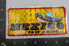 Vintage Holographic Sticker Mexico Sombrero Pais Amigo 3×6 – Mexico, Friendly