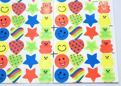 Vintage AMAV Smiley Face, Hearts, Stars, & Bears Sticker Sheets, Read Desc