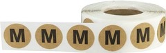 Natural Kraft Circle Medium M Clothing Size Stickers for Retail Apparel, 0.75…