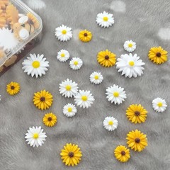 glacely 120pcs Mini Resin Bee Daisy Flowers Decor and Ladybugs Small,