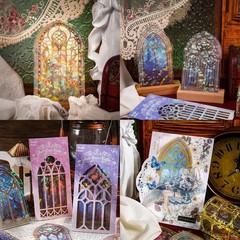 Holographic Transparent Glitter Stickers,40 Pieces Window Frame Scrapbook Junk J