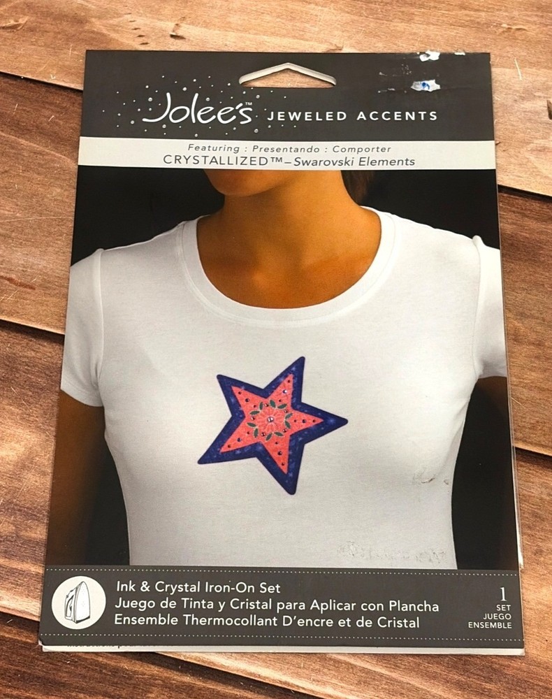JOLEES JEWELED ACCENTS 56-40071 STAR LIGHT CRYSTAL & METAL IRON ON SWAROVSKI