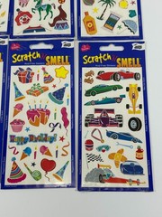 10 Scratch ‘N Smell Sniff Sticker Sheets Mello Smello Food Camping Farm Beach