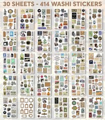411 Vintage Washi Stickers & 20 Scrapbook Papers Ephemera for Junk Journals &…