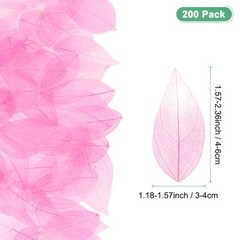 200-Pack Skeleton Leaves, Natural Rubber Leaves Vein[4-6cm, Light Dark Pink]