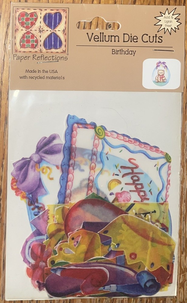 DMD Paper Reflections Happy Birthday Vellum Die-Cuts Gift Balloons Hat Scrapbook
