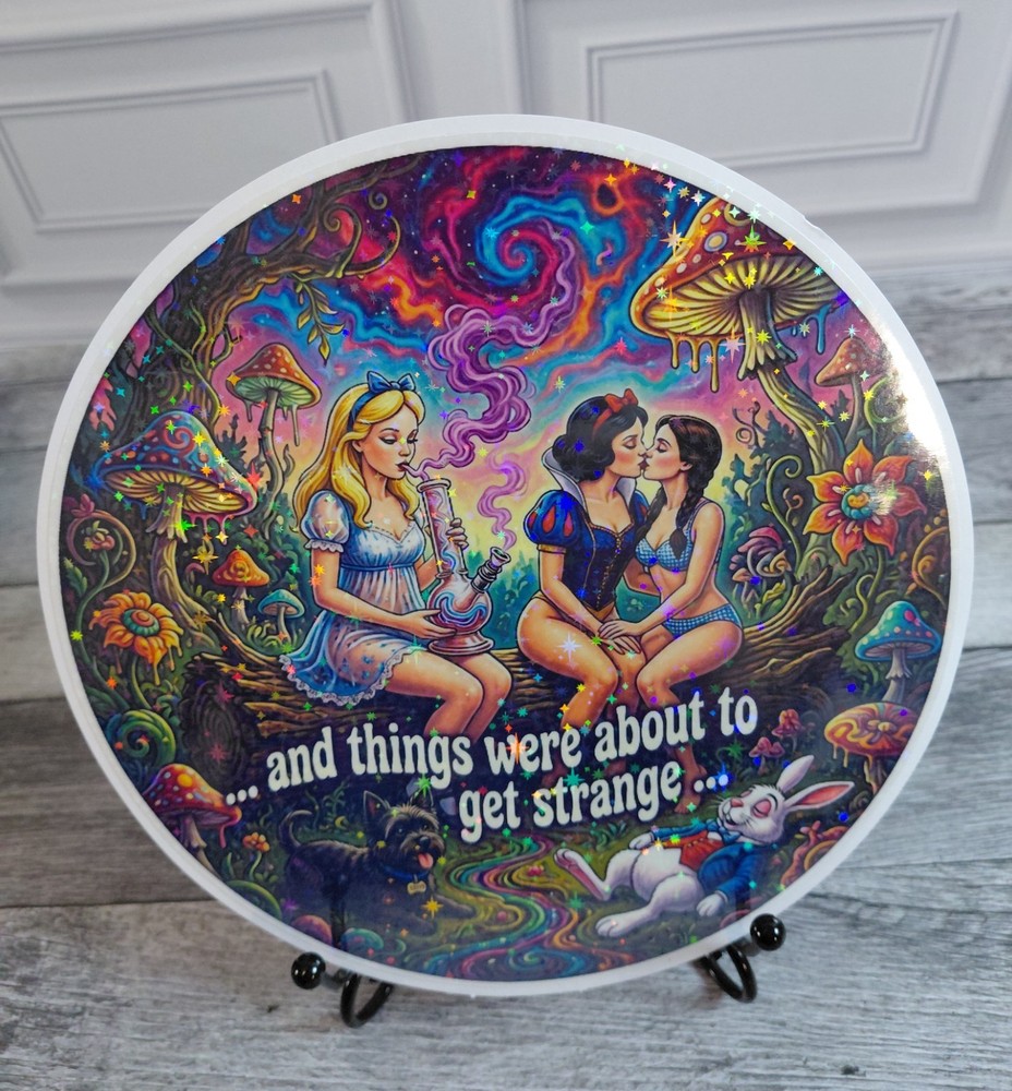 Psychedelic Alice in Wonderland Sticker – water resistant – Large