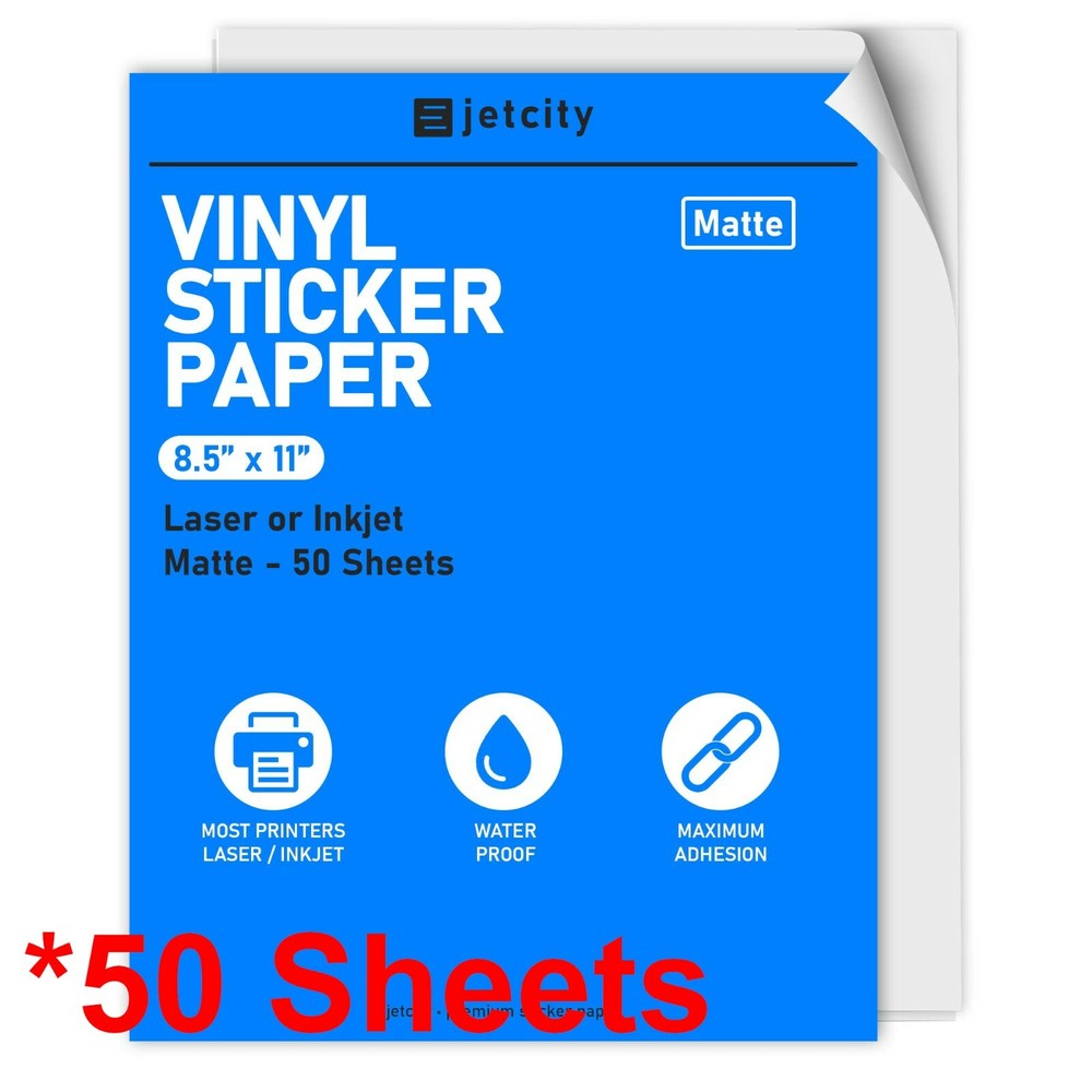 50 Matte Sticker/Label Paper for Inkjet & Laser Printers – 50 Matte – 8.5 x 11