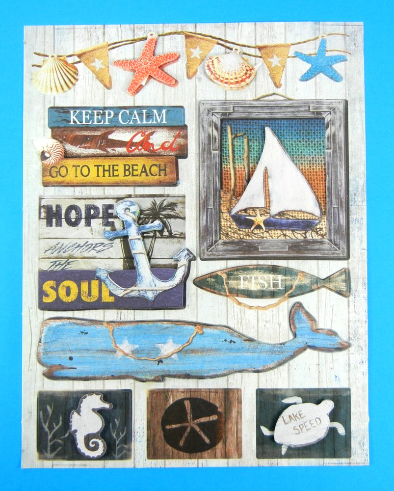 Beach & Tropical Vacation Pop Up Dimensional Sticker Sheet