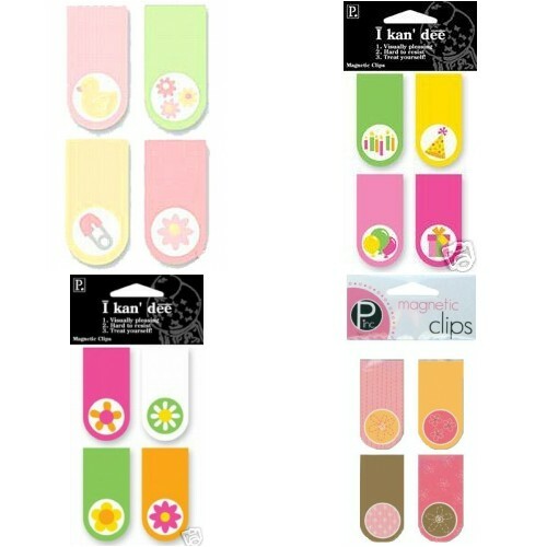 PEBBLES Inc MAGNETIC CLIPS SET OF 4 DOUBLE SIDED PIECES ALL GIRL Scrapbooking