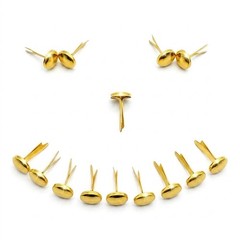 LLY 500 Pieces 8mm Round Brads, Paper Fasteners Metal Brads with Box, Golden