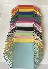 Swirls deco fold-over Card Topper Window Frame Die Cut embellishments 5 pcs
