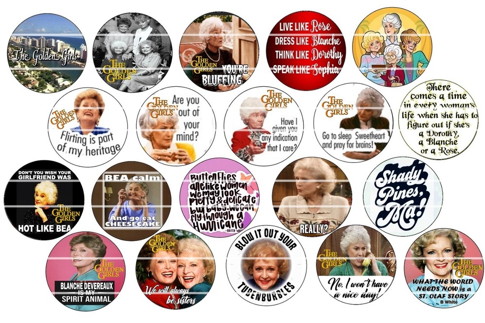 Bottle Cap Images (25mm) 1″ Precut ~ Classic Golden Girls inspired {set 2}