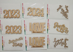 NEW Lot 9 Pkg Freckled Fawn Wood Veneer Words Natural LOVE SMILE 2023 2024 STORY