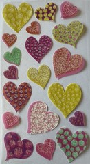 HEART CIRCLES Glitter Stickers(19pc)Sticko…Love…Valentine’s Day…Wedding…Couples…