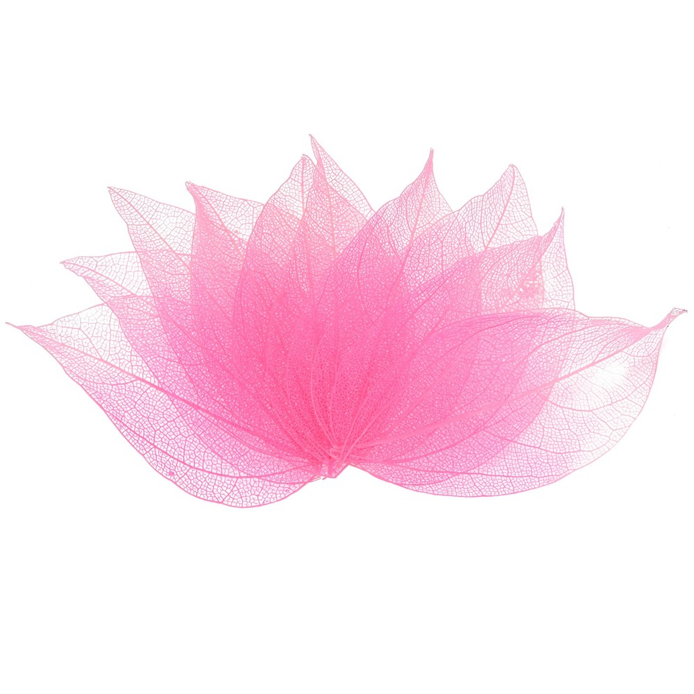 200-Pack Skeleton Leaves, Natural Rubber Leaves Vein[4-6cm, Light Dark Pink]
