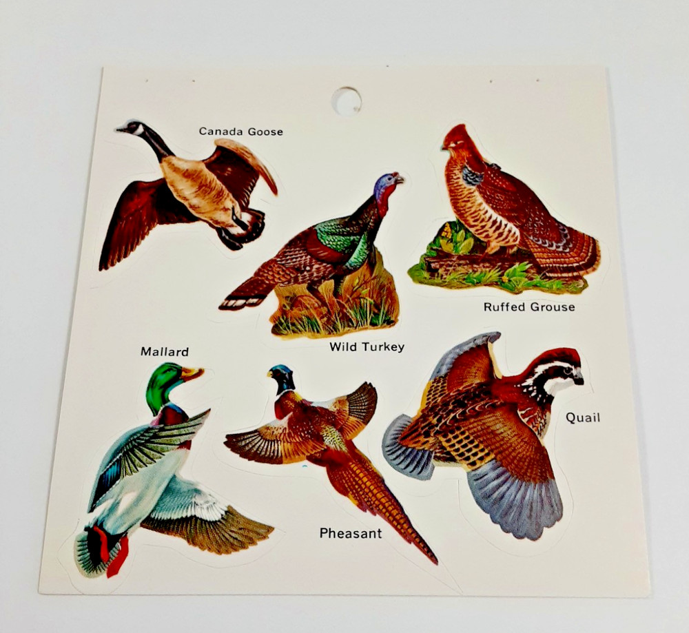 vintage Eureka game birds small sticker sheet