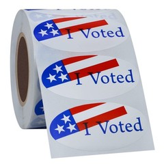 I Voted with Red, White, and Blue Stickers Oval 1×2 Inch Round 500 Labels Per…