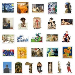 50pcs Famous Painting Vinyl Stickers, Artist Monet Van Gogh,002