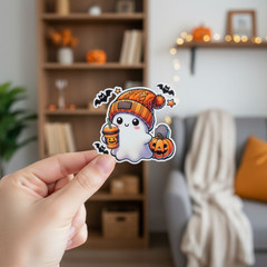 Kawaii Ghost Stickers: Waterproof Vinyl Halloween Decals ( 36 PCS)