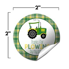 Green and Yellow Tractor Thank You Sticker Labels Thanks for Plowing By, 40 2…