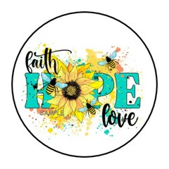30 FAITH HOPE LOVE ENVELOPE SEALS LABELS STICKERS 1.5″ ROUND SUNFLOWER BEES