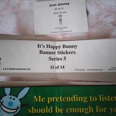 Lot of 4 Jim Benton Vending Machine Stickers Happy Bunny & Just Jimmy Y2K